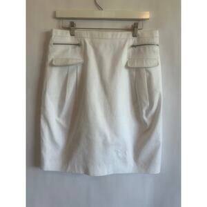 CALVIN KLEIN WHITE COTTON PENCIL SKIRT LINED POCKETS ZIPPER SIZE 10